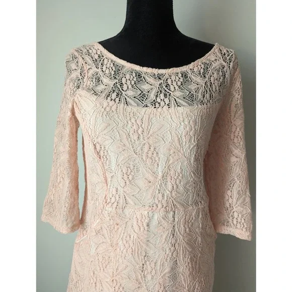 Maeve Anthropologie Lefkara blush pink lace dress - Picture 2 of 11